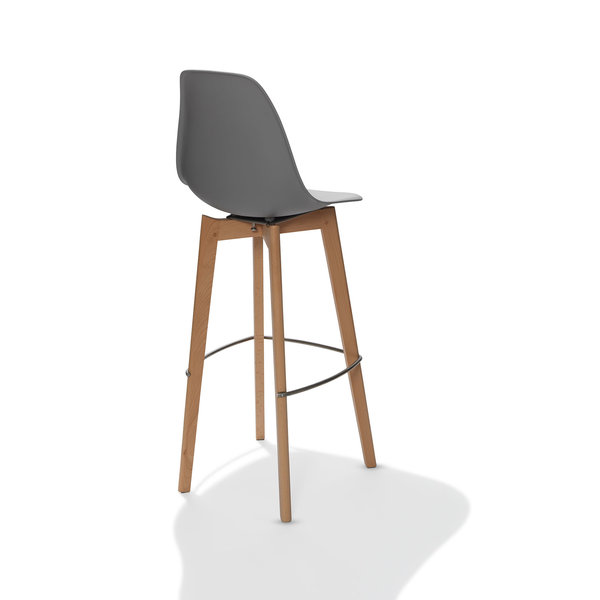 Barkruk Keeve | Rugleuning | Grijs | Hout/Kunststof | Stapelbaar | 530x470x1190(h)mm