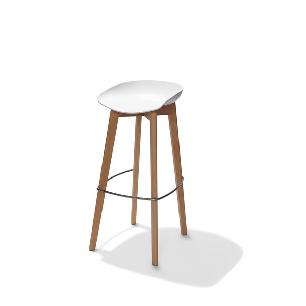 Barkruk Keeve | Laag | Wit | Hout/Kunststof | Stapelbaar | 530x470x900(h)mm