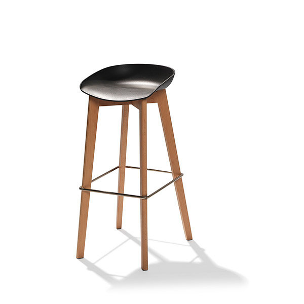 Barkruk Keeve | Laag | Zwart | Hout/Kunststof | Stapelbaar | 530x470x900(h)mm