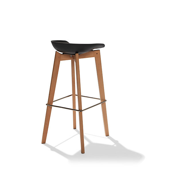 Barkruk Keeve | Laag | Zwart | Hout/Kunststof | Stapelbaar | 530x470x900(h)mm