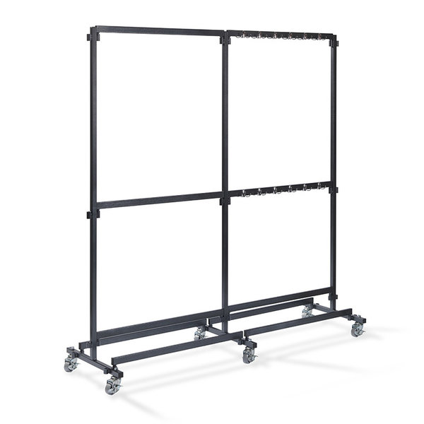Garderobe verrijdbaar zwart met haakjes | 600x1000x2000(h)mm