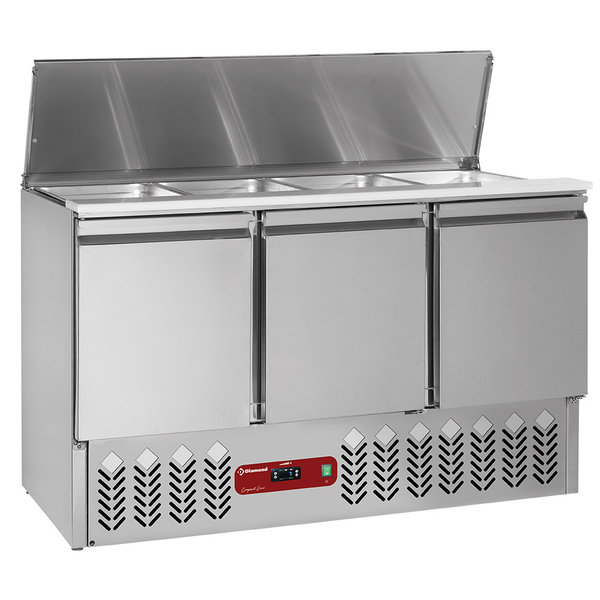 Saladette met Deksel + Reserve | 380L | GN 4x 1/1 150mm | 2 Deurs GN 1/1 | Geventileerd | 1365x700x870/1180(h)mm