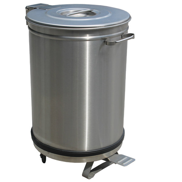 Pedaalemmer | RVS (Geborsteld) | 50L | Klapdeksel | Wielen | Ø390x615(h)mm