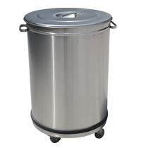 Diamond Afvalbak | RVS (Geborsteld) | 95L | Los Deksel | Wielen | Ø460x700(h)mm 