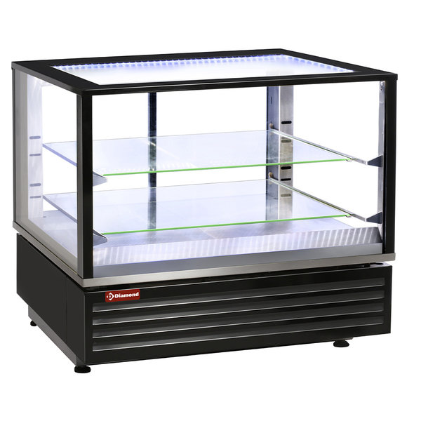 Warmtevitrine | Panoramisch | Zwart | Geventileerd | EN of GN | 2 Niveaus | 3kW | 785x675x720(h)mm