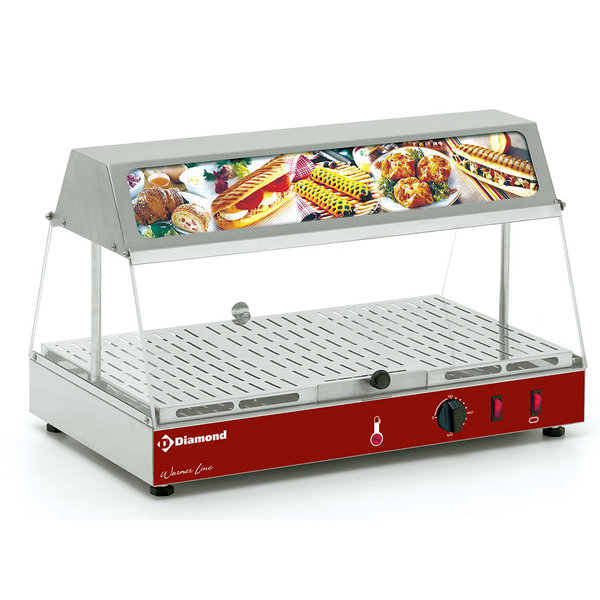 Warmhoudvitrine | Met Lichtbak | 0.65kW | Met Klapdeuren | 590x350x375(h)mm