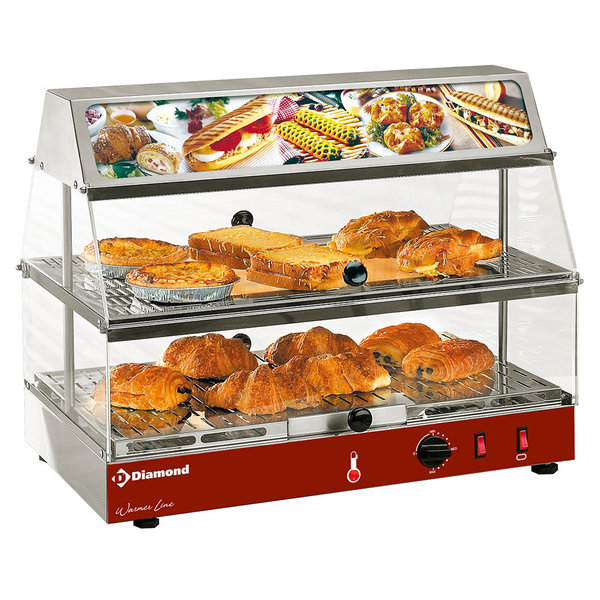 Warmtevitrine | Met Lichtbak | 2 Etages | 0.65kW | 590x350x480(h)mm