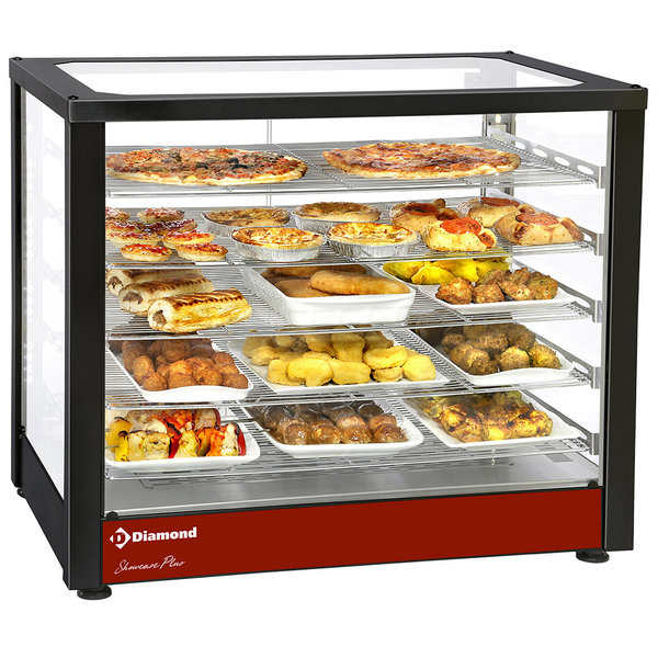 Verwarmde Uitstalraam | Geventileerd | Panoramisch | Zwart | 5 Niveaus | 1.8kW | 780x490x640(h)mm