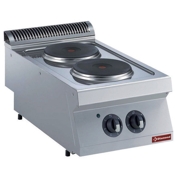 Fornuis | Elektrisch | 2 Ronde Platen Top | 2x 2.6kW | 400x700x250/320(h)mm