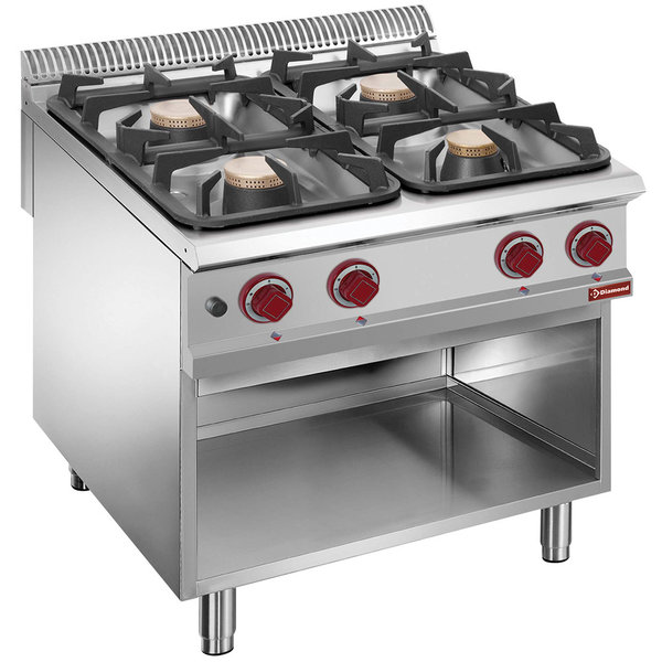 Gasfornuis | 4 Branders | 2x 7kW + 2x 11kW | Met Open Kast | 800x900x850/920(h)mm
