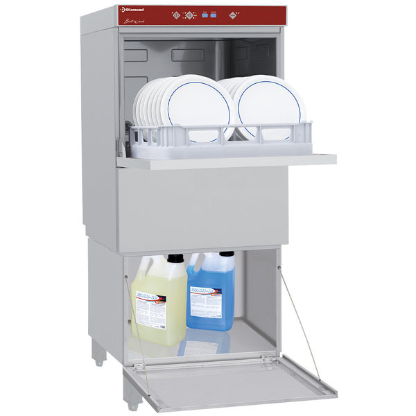 Horeca Vaatwasser + Onderstel | Ontsmetting | Mand 500x500mm | 400V | Afvoerpomp | Zeeppomp | Naglanspomp | Ontharder | Breaktank | 600x635x1420(h)mm