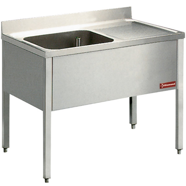 Spoeltafel | 1 Kuip 500x500x325(h)mm + 1 Druipvlak | Met Onderstel | 1200x600x900(h)mm