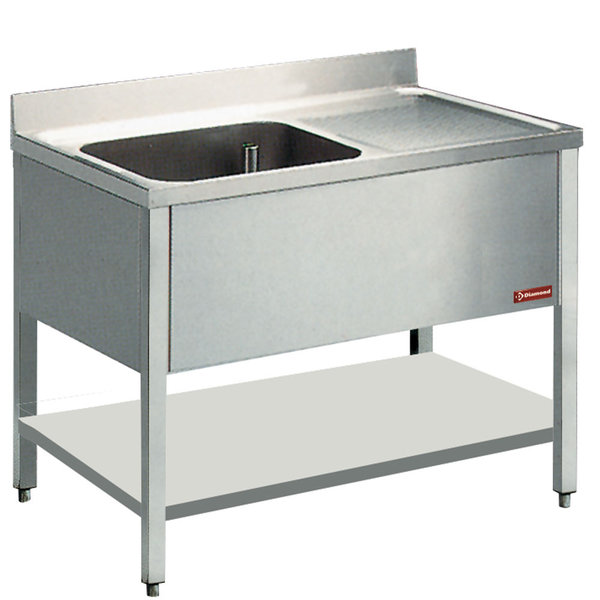 Spoeltafel | 1 Kuip 600x500x325(h)mm + 1 Druipvlak | 1400x700x880/900(h)mm