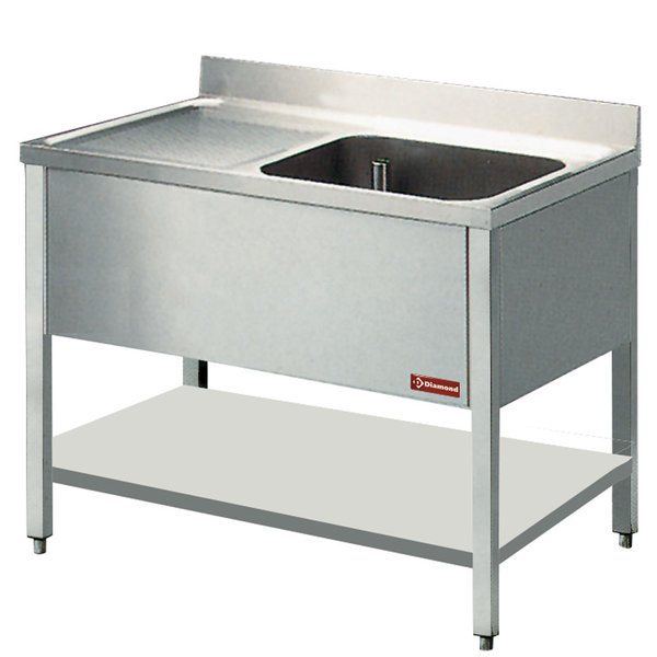 Spoeltafel | 1 Kuip 600x500x325(h)mm | Links Druipvlak | 1400x700x880/900(h)mm
