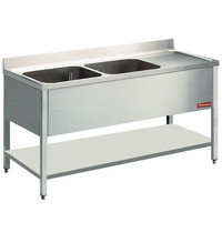 Diamond Spoeltafel | 2 Kuipen 400x500x275(h)mm + 1 Druipvlak | 1600x700x880/900(h)mm