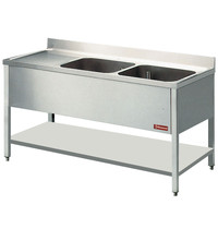 Diamond Spoeltafel | 2 Kuipen 400x500x275(h)mm + 1 Druipvlak | 1600x700x880/900(h)mm