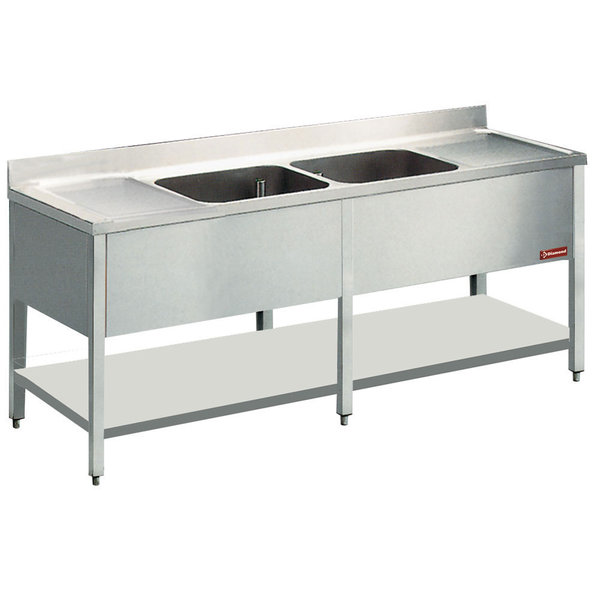 Spoeltafel | 2 Kuipen | 600x500x325(h)mm + 2 Druipvlakken | 2200x700x880/900(h)mm