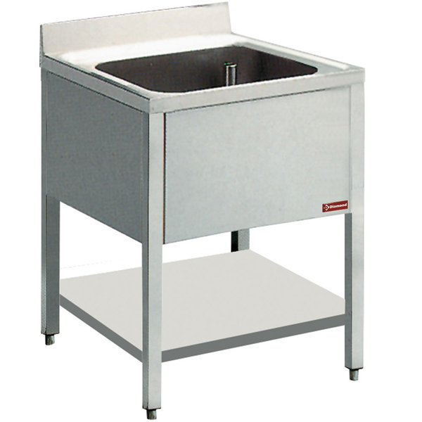 Spoeltafel met 1 kuip 400x400x275(h)mm | 600x600x880/900(h)mm