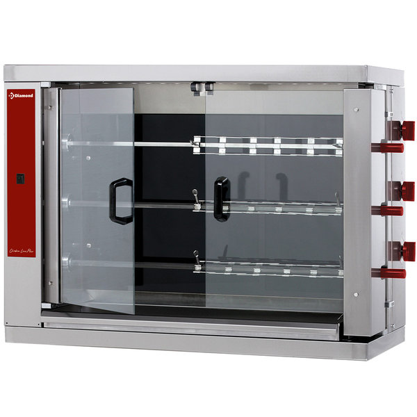 Kippenspit Vitroceramisch | 3 Spitten | Elk 6 Kippen | 400V | Elektrisch | 1098x480x820(h)mm