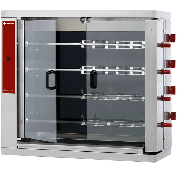 Kippenspit | Vitroceramisch | 4 Spitten | Voor 24 Kippen | 400V | Elektrisch | 1098x480x1000(h)mm