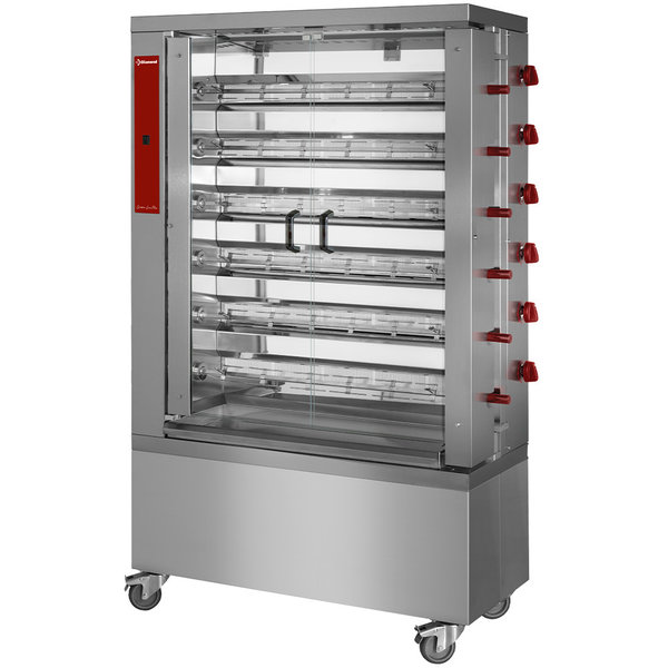 Kippenspit | Op Wielen | 6 Spitten | 36 Kippen | Gas | 230V | 1098x480x1860(h)mm