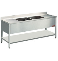 Diamond Spoeltafel | Met 2 Kuipen | 500x500x325(h)mm + 1 Druipvlak | 2000x700x880/900(h)mm