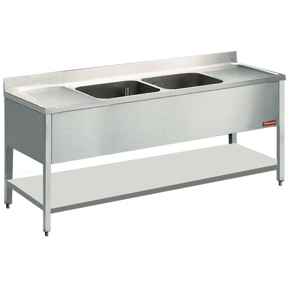Spoeltafel | Met 2 Kuipen | 500x500x325(h)mm + 1 Druipvlak | 2000x700x880/900(h)mm
