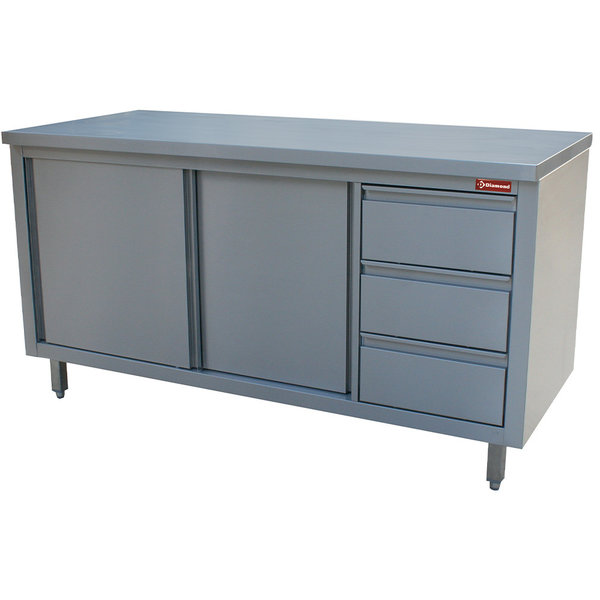 Neutrale Werktafelkast | 2 Schuifdeuren + 3 Laden | 1600x700x880/900(h)mm