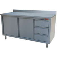 Diamond Werktafel | Achteropstand + 2 Schuifdeuren + 3 Laden | 1600x700x880/900(h)mm 