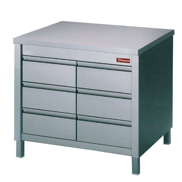 Werktafelkast | 6 Laden GN 1/1 | 1000x700x880/900(h)mm