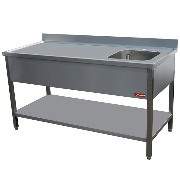 Cheftafel | Spoelbak Rechts 400x400mm | 1400x700x880/900(h)mm