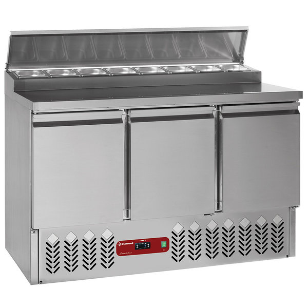 Saladette + Koelstructuur | 340L | 8x GN 1/6 150mm | 3 Deurs GN 1/1 | Geventileerd | 1365x700x870x1250(h)mm
