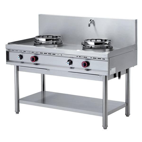 Wok-Gasfornuis | 2 Vuren | 2x 13kW | 1300x700x800/1100(h)mm