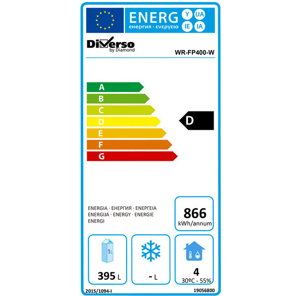 Koelkast | 400L | Wit | -1°C/+6°C | Geforceerd | Wielen | 626x740x1925(h)mm