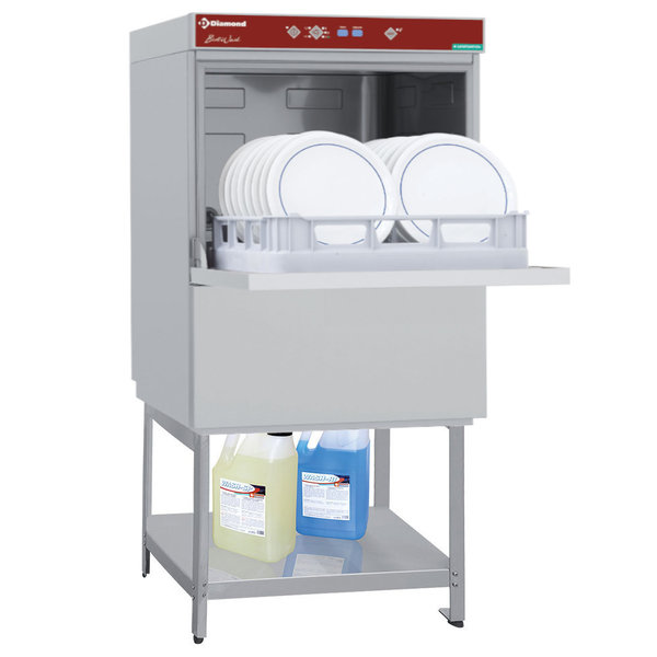 Horeca Vaatwasser + Onderstel | Ontsmetting | Mand 500x500mm | 400V | Afvoerpomp | Zeeppomp | Naglanspomp | Ontharder | Breaktank | 600x635x1387(h)mm