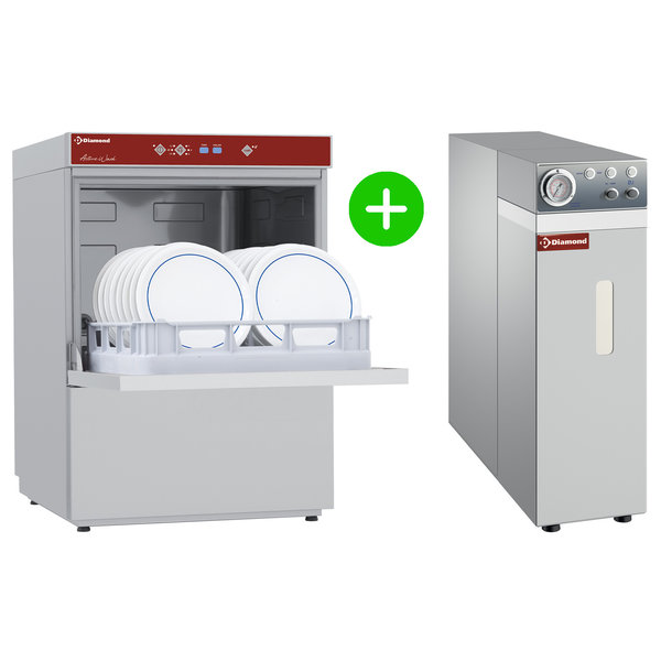 Horeca Vaatwasser + Osmose Unit | Mand 500x500mm | 400V | Afvoerpomp | Naglanspomp | Breaktank | 600x630x830(h)mm