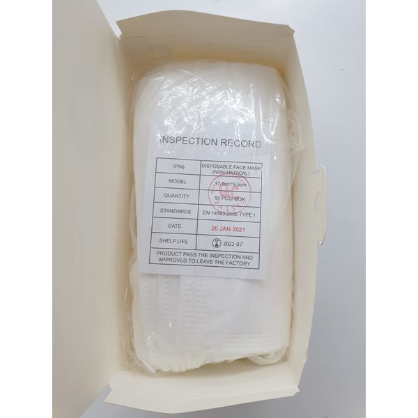 Mondmasker | 50 Stuks  | CE-Gecertificeerd (EN14683:2005 Type I)  | Minimale afname 12 stuks