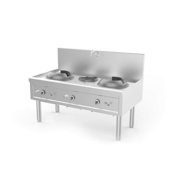 Wokfornuis | Gas | 2 Wokbranders + 1 Soepbrander | 64.2kW | 1530x850x1100(h)mm