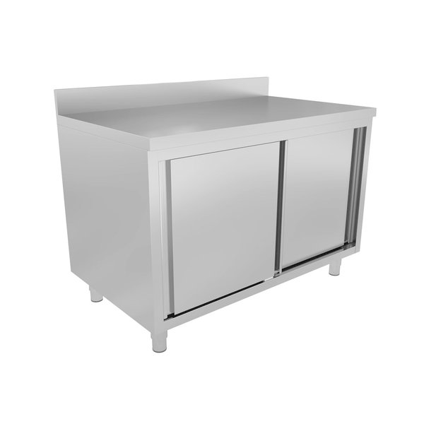 Werkbank | RVS | Schuifdeuren + Achteropstand | 600mm Diep | 850mm Hoog