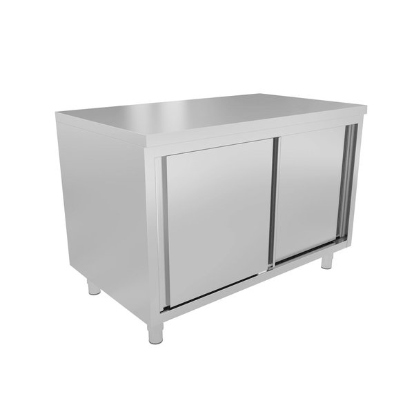 RVS Werkbank met Schuifdeuren | 700mm diep | 850mm hoog