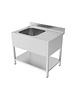 UNNINOX Spoelwerktafel | RVS | Links 1 Spoelbak + Bodemschap | Zelfmontage | Achteropstand | 1200x700x850(h)mm 