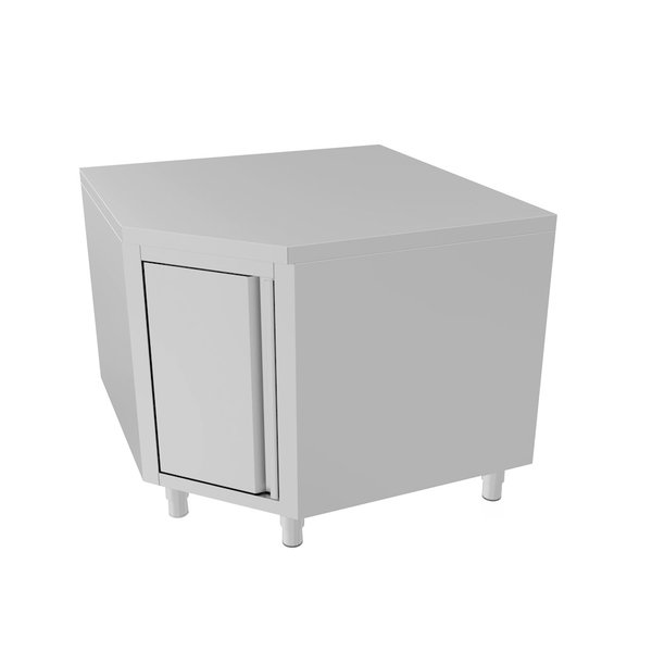 RVS hoekwerkkast met deur voor 60cm tafel | 1000x1000x850/900(h)mm