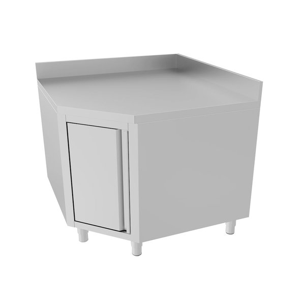 Hoekwerkkast | RVS | Deur + Achteropstand | 600mm Tafel | 1000x1000x850(h)mm