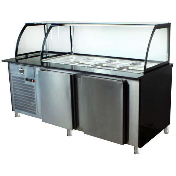 Saladette werkbank + kast element | met luchtcirculatie | 4x GN 1/1 | 2000x850x1300(h)mm