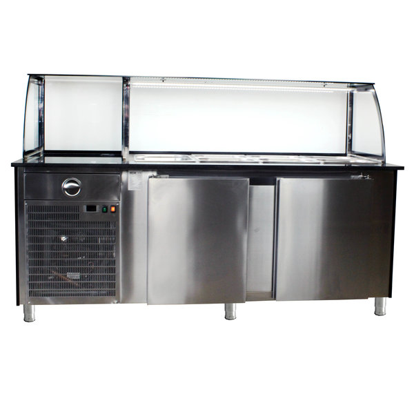 Saladette werkbank + kast element | met luchtcirculatie | 5x GN 1/1 - 1x GN 2/4 | 2500x850x1300(h)mm