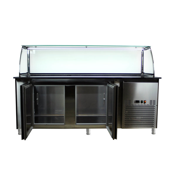 Saladette werkbank + kast element | met luchtcirculatie | 5x GN 1/1 - 1x GN 2/4 | 2500x850x1300(h)mm