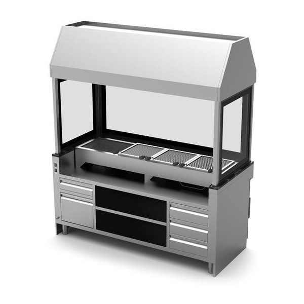 Houtskool grill | 5 lades | Met filterkap | 1760x790x2150(h)mm