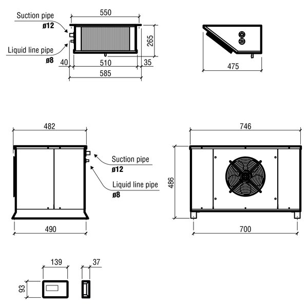 Koelsplitunit | 5.59-18.17m³ | 0°C/+5°C | 230V | 0.74kW