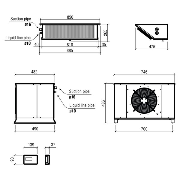 Koelsplitunit | 18.97-47.29m³ | 0°C/+5°C | 230V | 1.5kW