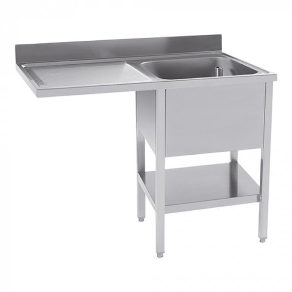 RVS spoeltafel rechts met ruimte voor vaatwasser | 1200mm diep  | 1200x700x870(h)mm